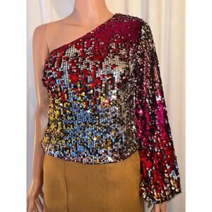 SHEIN One Shoulder Colorful Top  Size Medium
